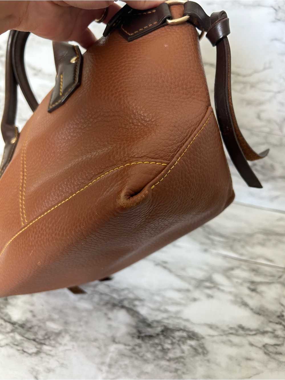 Dooney & Bourke | vintage Brown Pebbled Leather Satchel - Picture 6 of 16